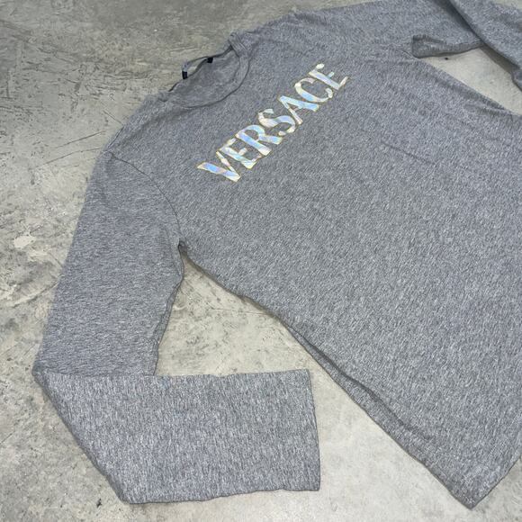 Versace Long Sleeve Glitter Shimmer Logo Made in Italy 12A Youth Big Kids - Picture 2 of 11